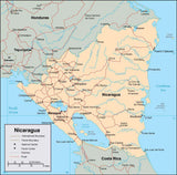 Digital Nicaragua map in Adobe Illustrator vector format