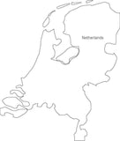 Digital Black & White Netherlands map in Adobe Illustrator EPS vector format