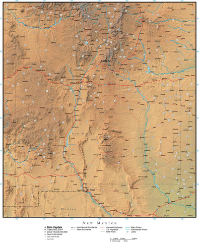 Digital New Mexico Terrain map in Adobe Illustrator vector format with Terrain NM-USA-942195