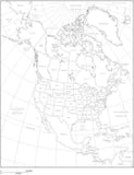 Black & White North America Map with US States & Canadian Provinces