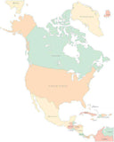 Digital North America Map - Multi-Color