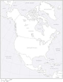 Digital North America Map - Black & White with Grayscale Ocean Fill