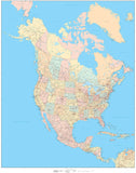 Poster Size North America Map with US States and Canada Provinces