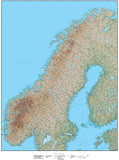 High Detail Norway Map Plus Terrain - 22 inches by 17 inches