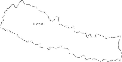 Digital Black & White Nepal map in Adobe Illustrator EPS vector format