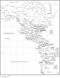 Black & White North and South America Map with Countries, Capitals and Major Cities - NS-AMR-533916