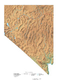 Digital Nevada State Illustrator cut-out style vector with Terrain NV-USA-242009