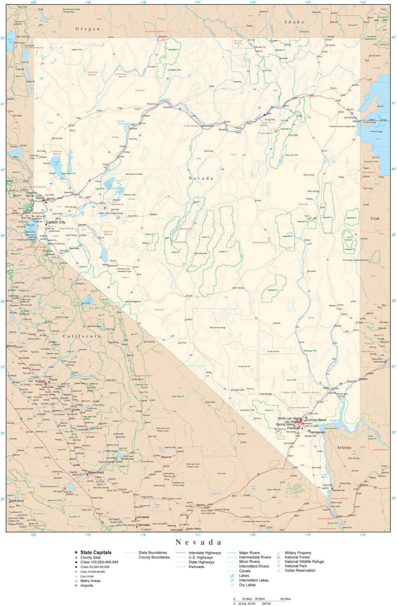 Nevada Map Editable Nevada Detailed Map in Adobe Illustrator vector format. Detailed ...