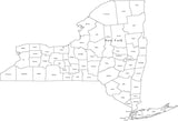 Digital NY Map with Counties - Black & White