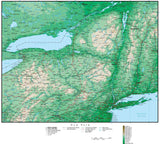 New York State Map with Contour Background