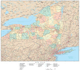 Detailed New York State Digital Map with Counties, Cities, Highways, Railroads, Airports, and more