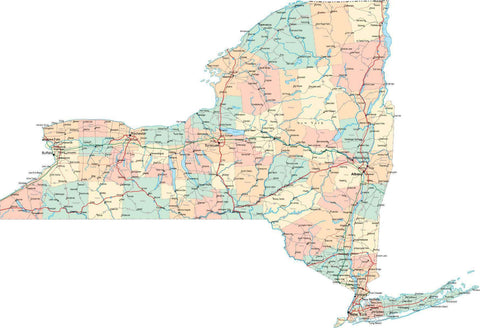 New York State Map - Multi-Color Style - Fit Together Series