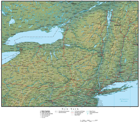 Digital New York Terrain map in Adobe Illustrator vector format with Terrain NY-USA-942223