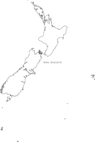 Digital Black & White New Zealand map in Adobe Illustrator EPS vector format