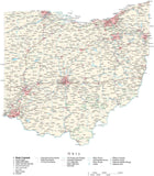 Detailed Ohio Cut-Out Style Digital Map with County Boundaries, Cities, Highways, and more