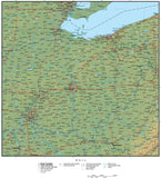 Digital Ohio Terrain map in Adobe Illustrator vector format with Terrain OH-USA-942218