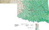 Oklahoma Map  with Contour Background - Cut Out Style