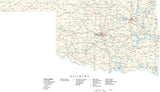 Detailed Oklahoma Cut-Out Style Digital Map with County Boundaries, Cities, Highways, and more