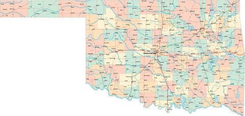 Oklahoma State Map - Multi-Color Style - Fit Together Series