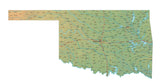 Digital Oklahoma map in Fit Together style with Terrain OK-USA-852120