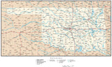 Oklahoma Map with Capital, County Boundaries, Cities, Roads, and Water Features