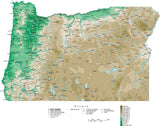 Oregon Map  with Contour Background - Cut Out Style