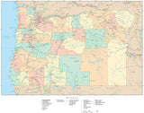 Detailed Oregon Digital Map with Counties, Cities, Highways, Railroads, Airports, and more