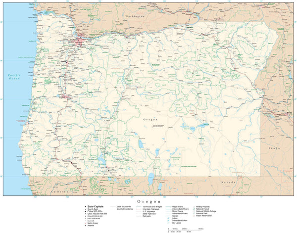 Large Map Of Oregon