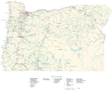 Detailed Oregon Cut-Out Style Digital Map with County Boundaries, Cities, Highways, and more