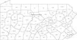 Digital PA Map with Counties - Black & White