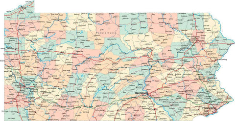 Pennsylvania State Map - Multi-Color Style - Fit Together Series