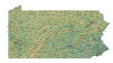 Digital Pennsylvania map in Fit Together style with Terrain PA-USA-852115