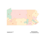 Digital Pennsylvania Map with 2022 Congressional Districts