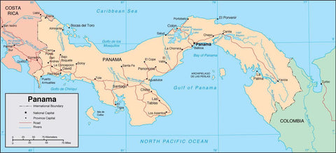 Digital Panama map in Adobe Illustrator vector format