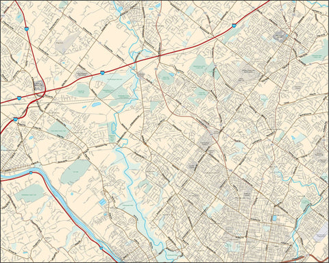 Northwestern Philadelphia PA Map - 120 square miles - with Local Streets