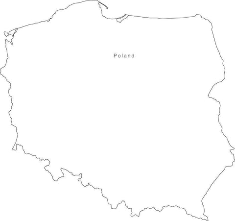 Digital Black & White Poland map in Adobe Illustrator EPS vector format
