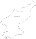 Digital Black & White North Korea map in Adobe Illustrator EPS vector format