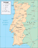 Digital Portugal map in Adobe Illustrator vector format
