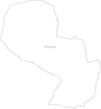 Digital Black & White Paraguay map in Adobe Illustrator EPS vector format