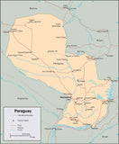 Digital Paraguay map in Adobe Illustrator vector format