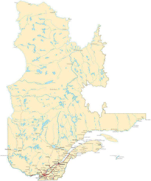 Quebec Province Fit-Together style map in Adobe Illustrator format