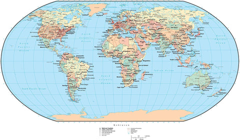 World Map - Europe / Africa Centered - Robinson Projection