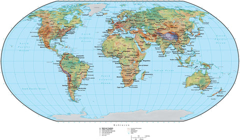 World Terrain map in Adobe Illustrator vector format with Photoshop terrain image RB-EUR-952909