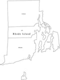 Digital RI Map with Counties - Black & White