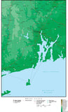 Rhode Island Map with Contour Background