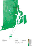 Rhode Island Map  with Contour Background - Cut Out Style