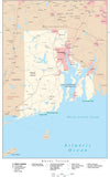 Detailed Rhode Island Digital Map with County Boundaries, Cities, Highways, and more