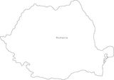 Digital Black & White Romania map in Adobe Illustrator EPS vector format