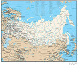 Russia Digital Vector Map with Administrative Areas and Capitals