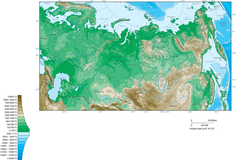 Digital Russia Contour map in Adobe Illustrator vector format.